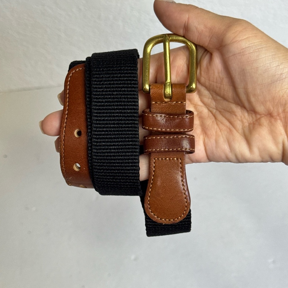Coach Linen/Leather Black/Brown Belt Size 32/80 - Picture 4 of 8